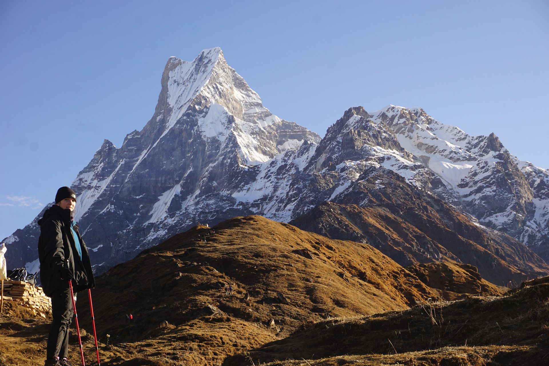 Blick auf das Machapuchare-Massiv im nepalesischen Himalaya